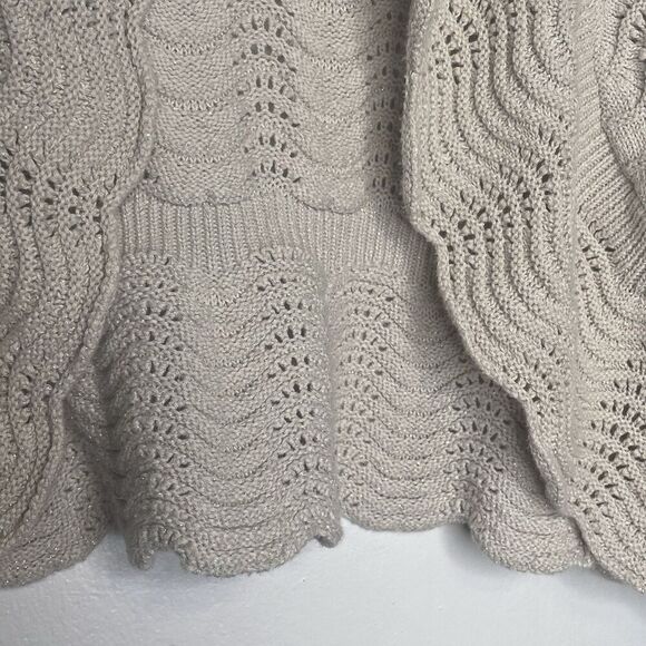 INC International Concepts Boho Open Front Shrug  Beige Glitter Fairycore SZ‎ M - Picture 4 of 10